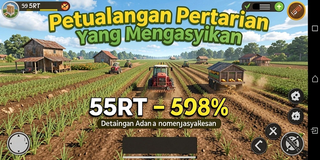 Tampilan gameplay 55RT yang menggambarkan pertanian yang realistis.