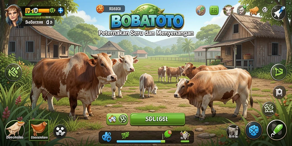 Tampilan gameplay BOBATOTO yang menampilkan aktivitas bertani yang seru.