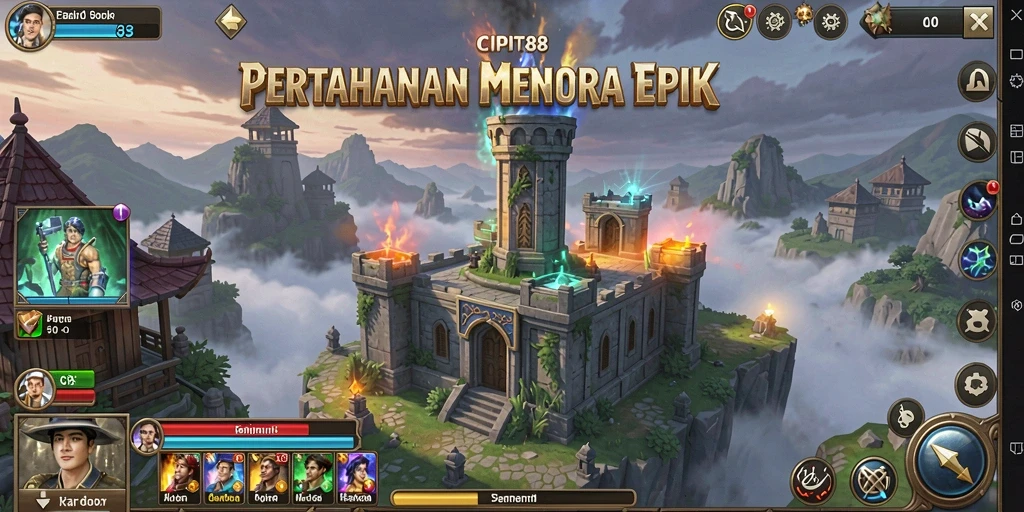 Tampilan gameplay Tower Defense yang menegangkan di CIPIT88.