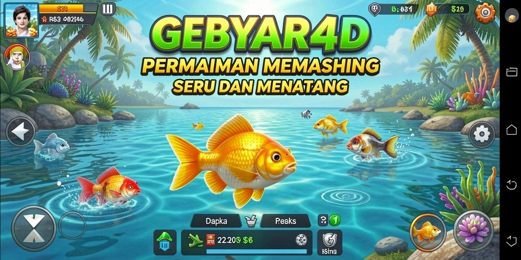 Screenshot gameplay GEBYAR4D menampilkan suasana memancing yang menegangkan.