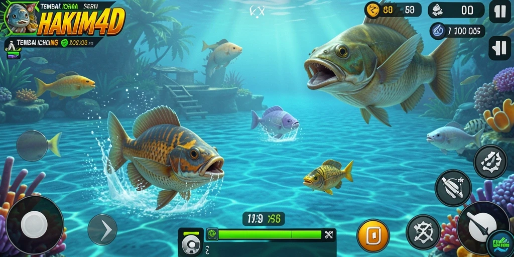 Tampilan gameplay HAKIM4D yang menegangkan saat menembak ikan.