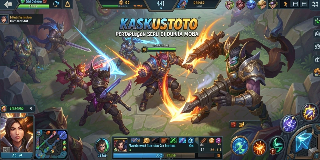 Screenshot KASKUSTOTO menampilkan aksi seru dalam gameplay MOBA.