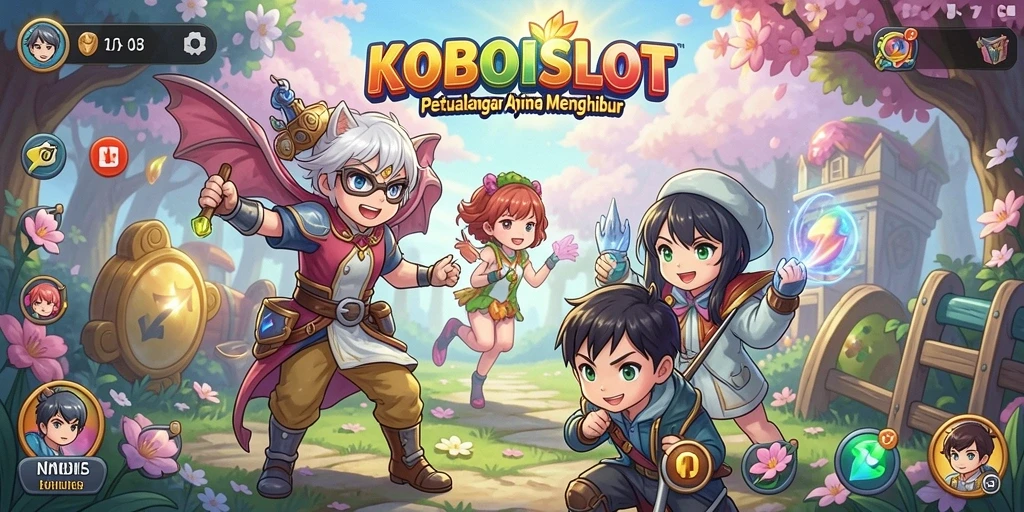 Tampilan gameplay KOBOISLOT dengan karakter anime yang menawan.
