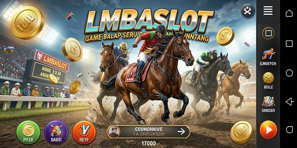 Screenshot gameplay LMBASLOT yang menampilkan aksi balap yang seru.