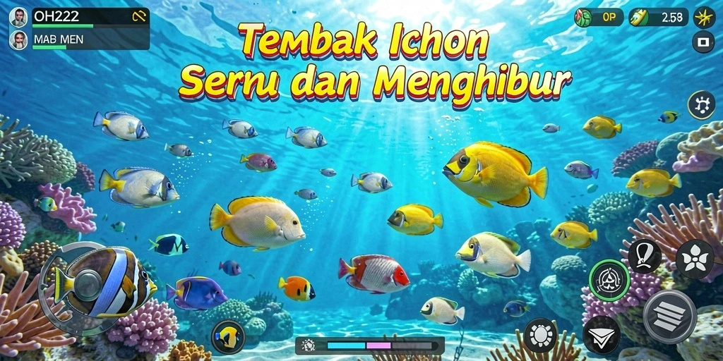 Screenshot gameplay seru Tembak Ikan di OH222.