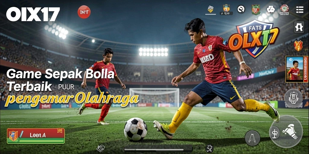 Tampilan gameplay seru dari OLX17 menampilkan aksi sepak bola yang menegangkan.