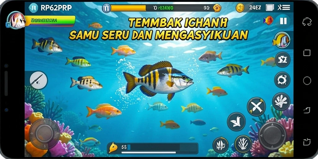 Tampilan gameplay seru dalam RP62RP, menembak ikan berharga.