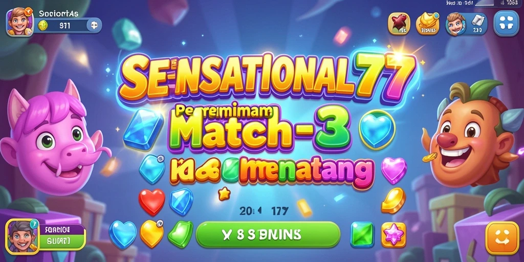 Tampilan gameplay seru dari SENSATIONAL77 dengan elemen Match-3.