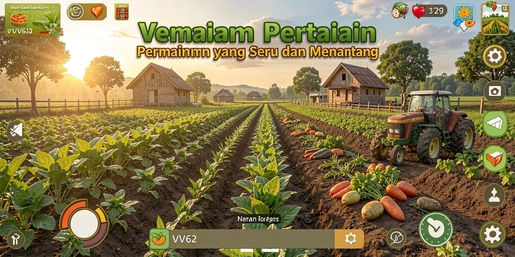 Tampilan gameplay menarik dalam <strong>VV62</strong> dengan kegiatan bertani yang menyenangkan.